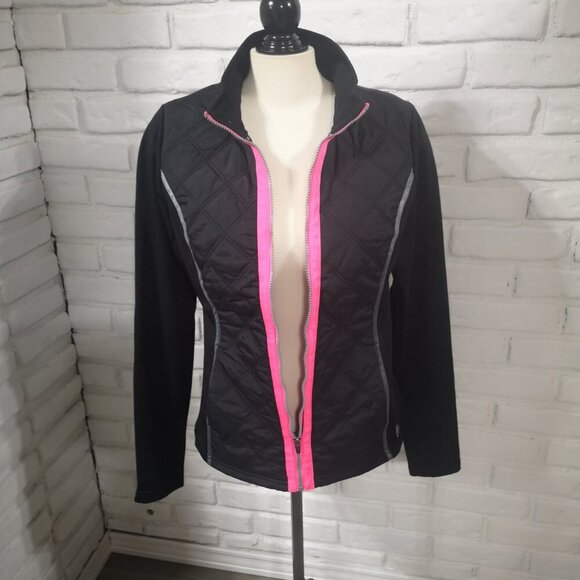 Reebok Youth's Girls Size Large Black with Pink Accents Full Zip Athletic Jacket - Picture 8 of 12